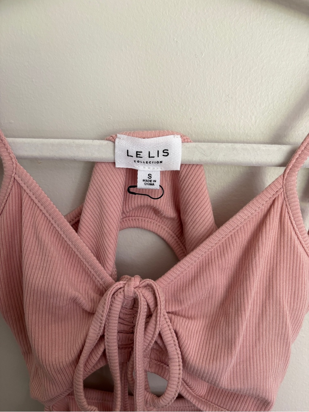 Le Lis Collection Blush Pink Ribbed Tie-Front Bodysuit - Picture 2 of 4